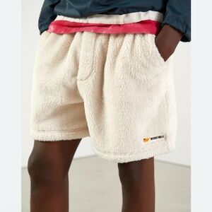 Without Walls Cream Fleece Athletic Shorts with Small Orange Logo